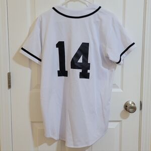 Ealer Baseball Basic White Jersey with Black Number 14 Size M
